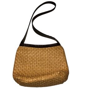 Preston & York Italian Leather and Wicker Weaved Handbag boho western Purse
